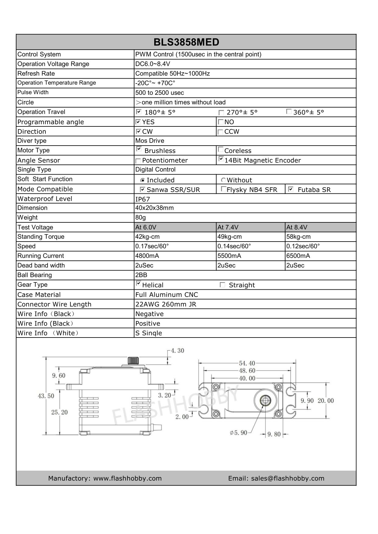 BLS3858MED 58KG Brushless-Servo